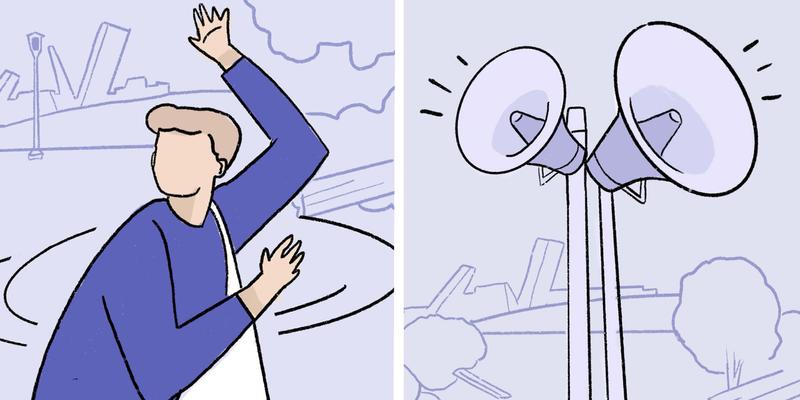 A comic board that introduces an assumed crisis scenario, an earthquake.